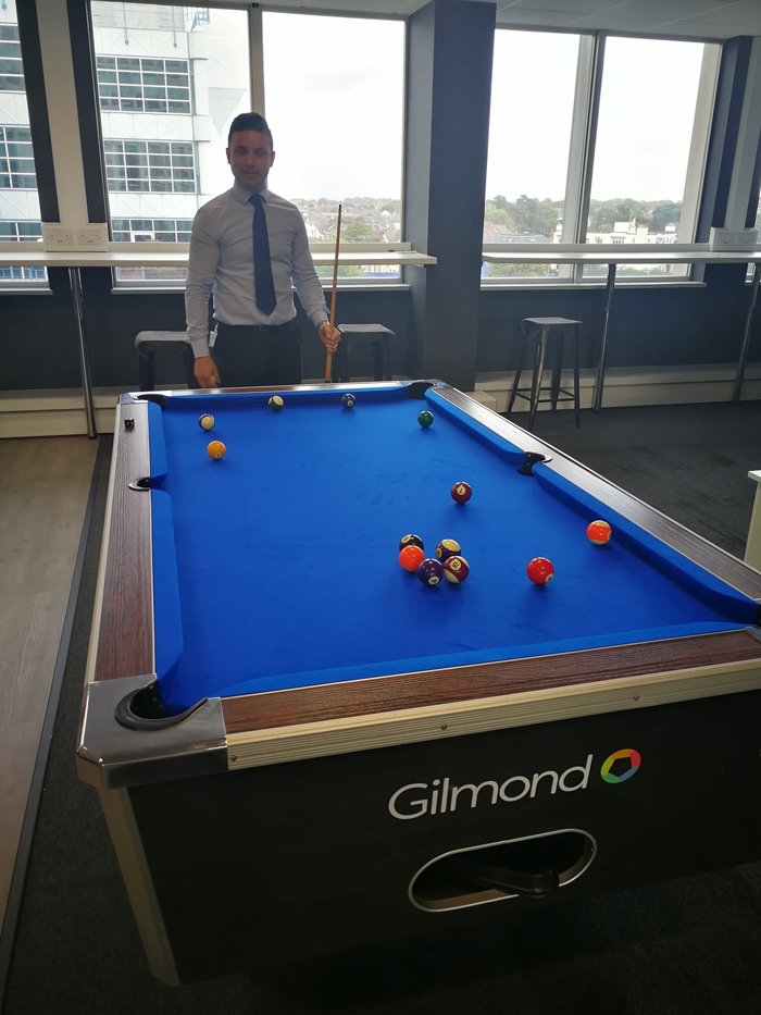 It's arrived! We like to work hard and play hard! We've already starting enjoying the #gilmond pool table! Come and have a game with us! #workhardplayhard #softwarebythesea #newoffice