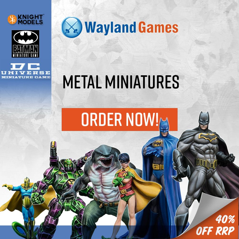 WaylandGames's tweet photo. What's this? We currently have 40% off RRP on metal miniatures from the #BatmanMiniatures Game and #DCUniverse #Miniatures Game 😎
Shop Now: https://t.co/Ey67AdfwRC
#tabletopgaming #tabletop #bgg #knightmodels #wargames #wargamer https://t.co/8zZdTQYebE