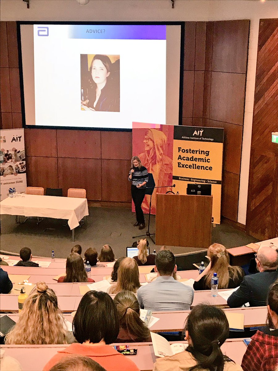 TUS_Athlone_'s tweet photo. Helen Hamilton from @AbbottGlobal giving her personal story of working in industry. #sure2018 #bunanalogy #sparkyourimagination #changeyourfuture @SciUG_Research @AthloneIT https://t.co/u6CsOi3e0C
