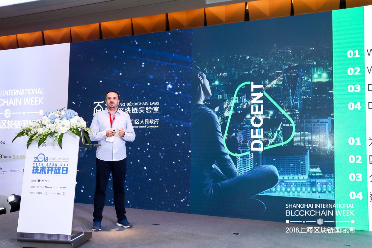 DecentEcosystem's tweet photo. Thanks to @WXblockchain for hosting one of the best #SIBW Shanghai International Blockchain Week event this year! Here's a #throwback to our #Blockchain Engineer, Dr. Marian Podmajersky, during the Tech Open Day as he shares real world use cases using #DCore! 👩🏼💻👨🏼💻 https://t.co/YJCTUeJTGh