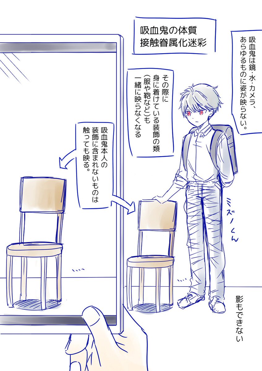 中村朝 何か描いてる中 Sur Twitter 吸血鬼が鏡に映らない際に服まで見えなくなる現象 接触眷属化迷彩 はこんな感じです この世界での吸血鬼は光がほとんど反射されない存在です Https T Co Upvvqbrfkt Twitter