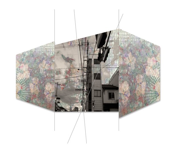 Intergrating Kyoto inspired hand made papers embedded with hydrangea petals with an image of Kyoto taken in may when hydrangeas are blooming everywhere!