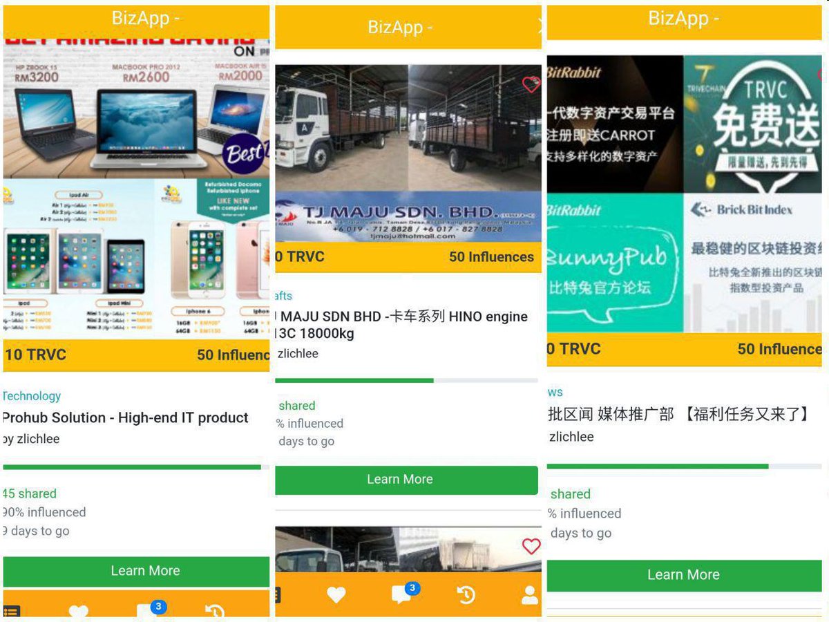 TRIVECOIN's tweet photo. Win-Win to Trivechain, Merchant, and ConsumerBizInfuence: 
🔥Latest advertisement in BizInfluence, share and grab TRVC quickly🔥
🏅Sharing is Free Mining, only by BizInfluence🏅 https://t.co/JMcPAfoFDF