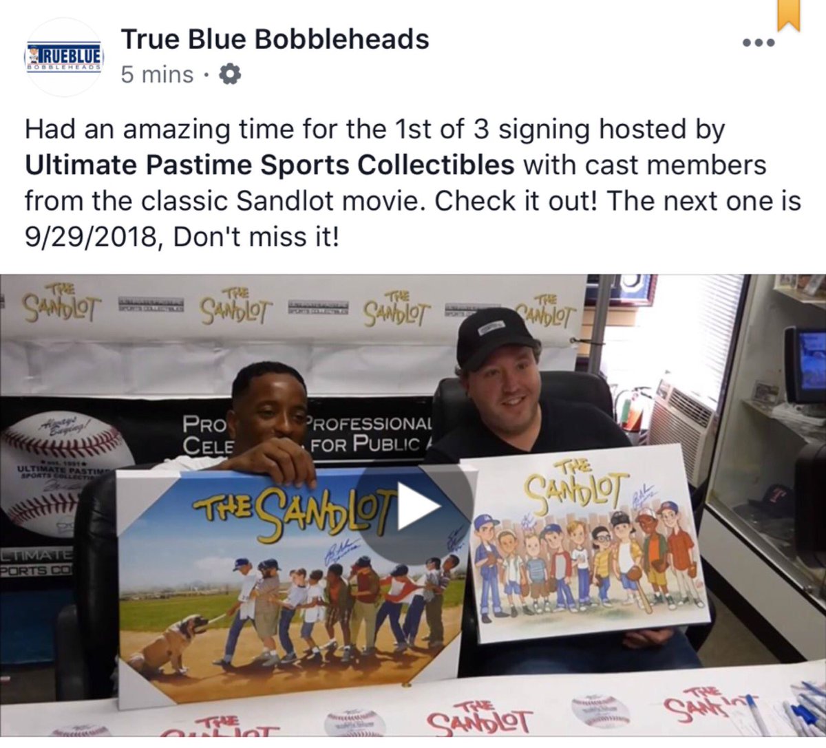 Truebluecrew2's tweet photo. Go to our Facebook page to see our video on the 1st of 3 The Sandlot cast signing at @ULTIMATEPASTIME. #thesandlot #ultimatepastime #signing #autographs https://t.co/a3ztPxgI1G