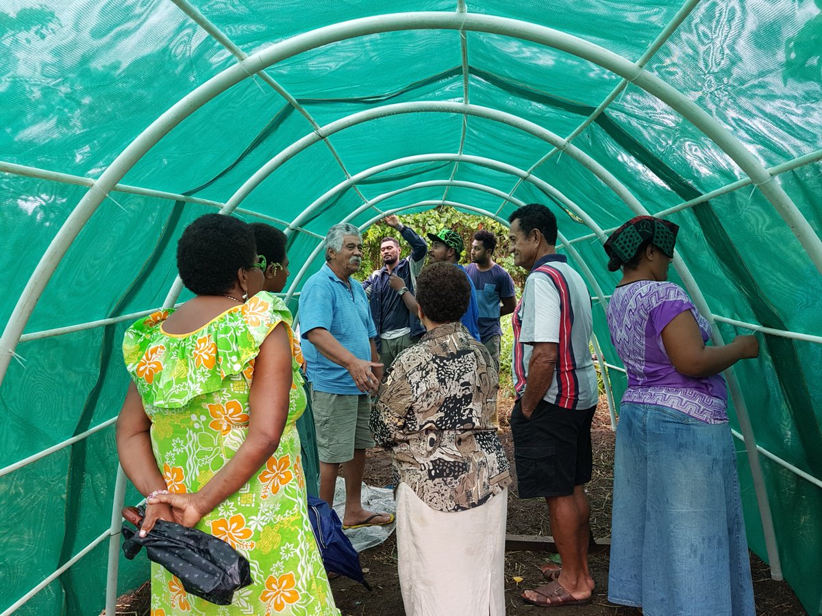 UNDP_Pacific's tweet photo. #Greenhouses serve to protect seedlings and plants by acting as shields against harsh weather conditions and pests. Find out how @UNDP_Pacific  works w/#Taveuni farmers to build greenhouses in their communities through #YESDev, supported by @LovingIslands https://t.co/AqC3n4FLhG https://t.co/pzXIETgBBb