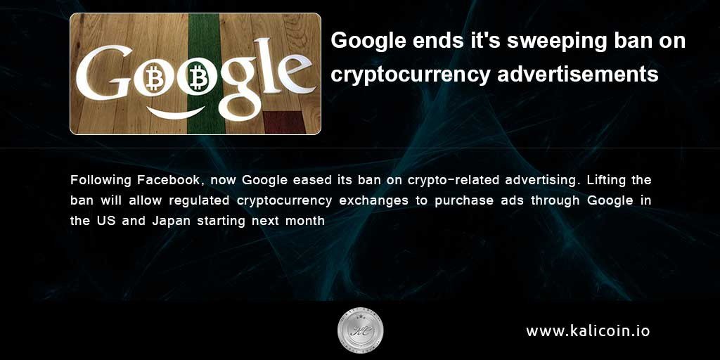 KaliCoin's tweet photo. #Google will resume accepting #cryptocurrency #advertising after previously banning such ads earlier this year

#cryptocurrencies
#bitcoin
#altcoin
#bitcoincash https://t.co/x8kWYQqRpj