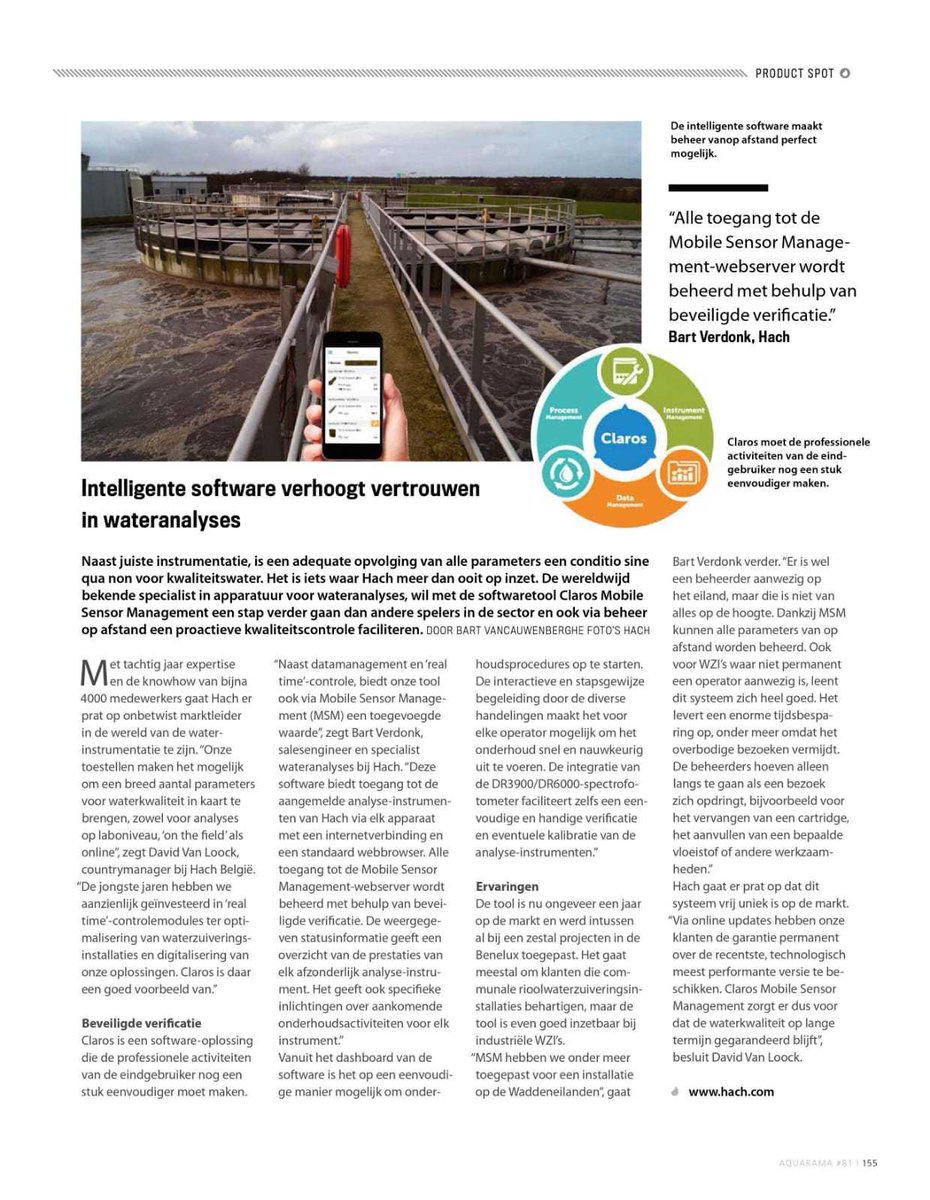 hachNL's tweet photo. Nu het aantal Claros gebruikers in Nederland en België flink groeit, is mijn collega @BartVerdonk geïnterviewd door Aquarama! Mooi verwoord!
#sensor diagnostiek op afstand
#helder inzicht voor beheer op afstand #watermanagement #wateranalysis https://t.co/BHpsJfa3jg