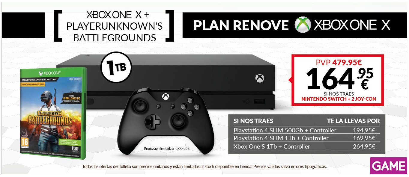 Nuevo plan renove de GAME para Xbox One X 107
