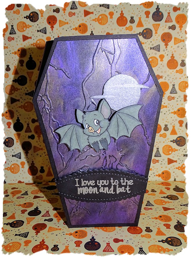 GroovySci's tweet photo. Another coffin card made with the template that Si made me, this time the Fang-Tastic image from @SugarPeaDesigns such a cute set :) https://t.co/II81C10hPm