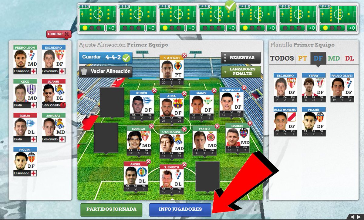 Buenos días y #FelizFinde a todos. Hemos incluido como novedad en evolutionmanager.com una info para el momento de hacer vuestras alineaciones y conocer qué jugadores de vuestra plantilla están #lesionados, sancionados, no convocados o en duda.Esperamos os guste y sea de ayuda