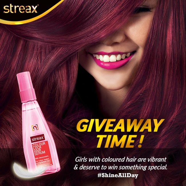 StreaxIndia's tweet photo. #Giveaway Time!

Share a picture that shows how gorgeous your coloured hair looks!
One lucky girl wins the all-new Streax Colour Lock Hair Serum. 
#Win &amp; #ShineAllDay!
#StreaxIndia #Streax #ColourLock #Hair #Serum #Haircare #Hairstyle #ContestAlert #Contest https://t.co/1ZxW7s2tWv