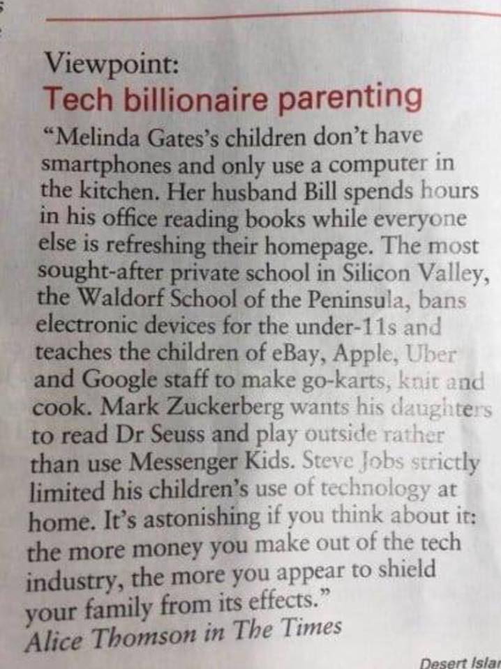 eospouses's tweet photo. An Interesting article about how those in Tech parent their own kids  #EO #EOFamilies #EOSLP #EONation https://t.co/awwOrHVBYe
