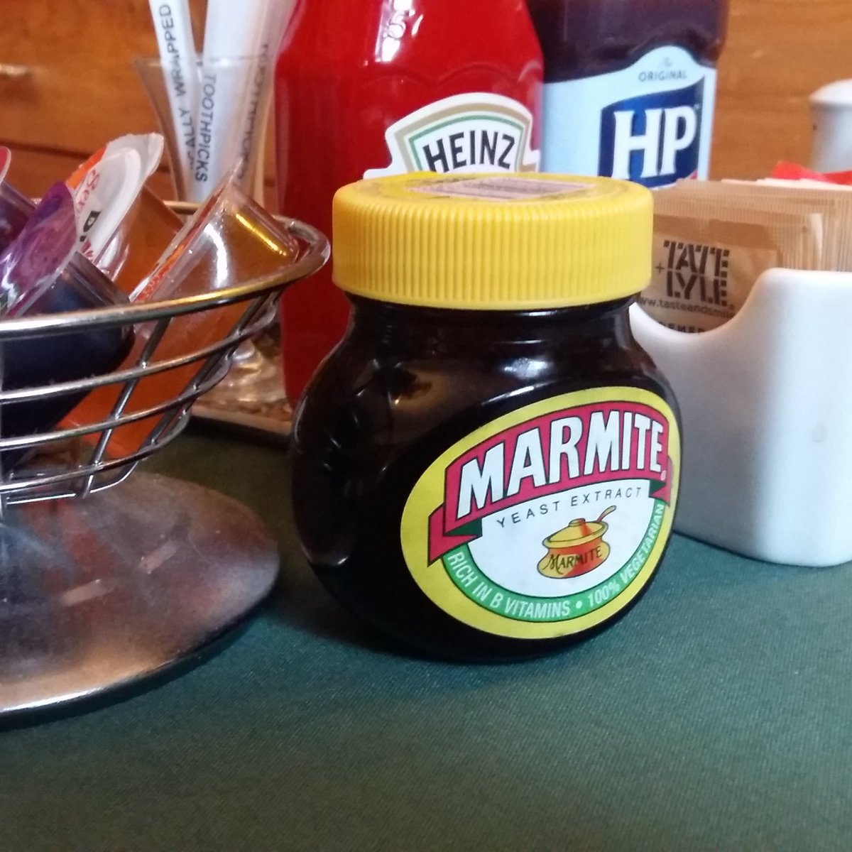 Cumberland_Inn's tweet photo. Centre stage on the breakfast table on World Marmite day. Well, every day! @marmite
#marmite #worldmarmiteday #bandb #northpennines #Cumbria #visitalston #breakfast #loveit https://t.co/e44QurJsf9