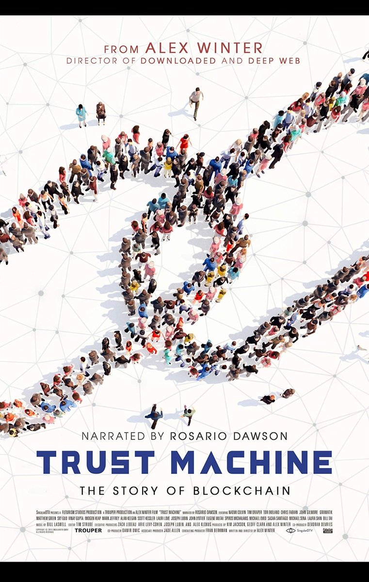 rosspower's tweet photo. Looking forward to this #TheTrustMachine "Explores the origin and evolution of cryptocurrency, including the technology's ability to fight poverty and hunger" 26th October @Trust_Machine @TimDraper @imogenheap @laurashin @Winter @thomaspower https://t.co/gx8wN8rUAE