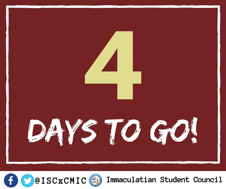 ISCxCMIC's tweet photo. #iUpdate: Immaculatians! Are you ready? 4 days to go before our 40th Founding Anniversary! #ISCServesAsOne https://t.co/K0vWalfIXN