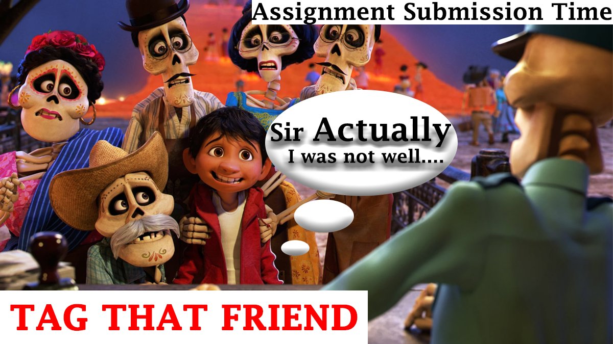 Mr_Study_Buddy's tweet photo. Tag That Friend who always makes an excuse with That innocent face when asked about the assignment...….🤣🤣🤣 https://t.co/uucb2rMB1S