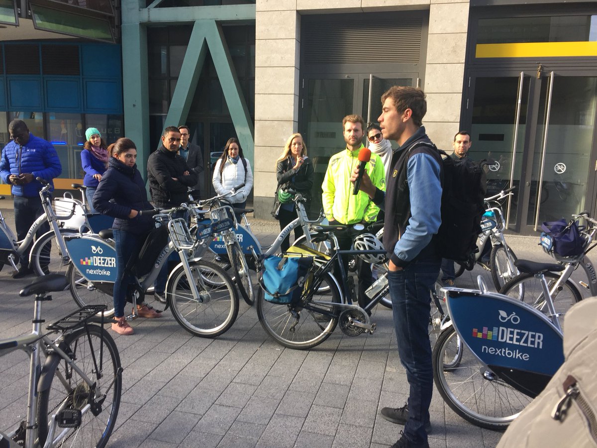 giztransport's tweet photo. Justin Roth from Nextbike is introducing our #transportweek2018 participants to the Nextbike approach in Berlin! Thank you so much Justin and Nextbike for supporting the #transportweek2018! https://t.co/a6qa6jKS7v