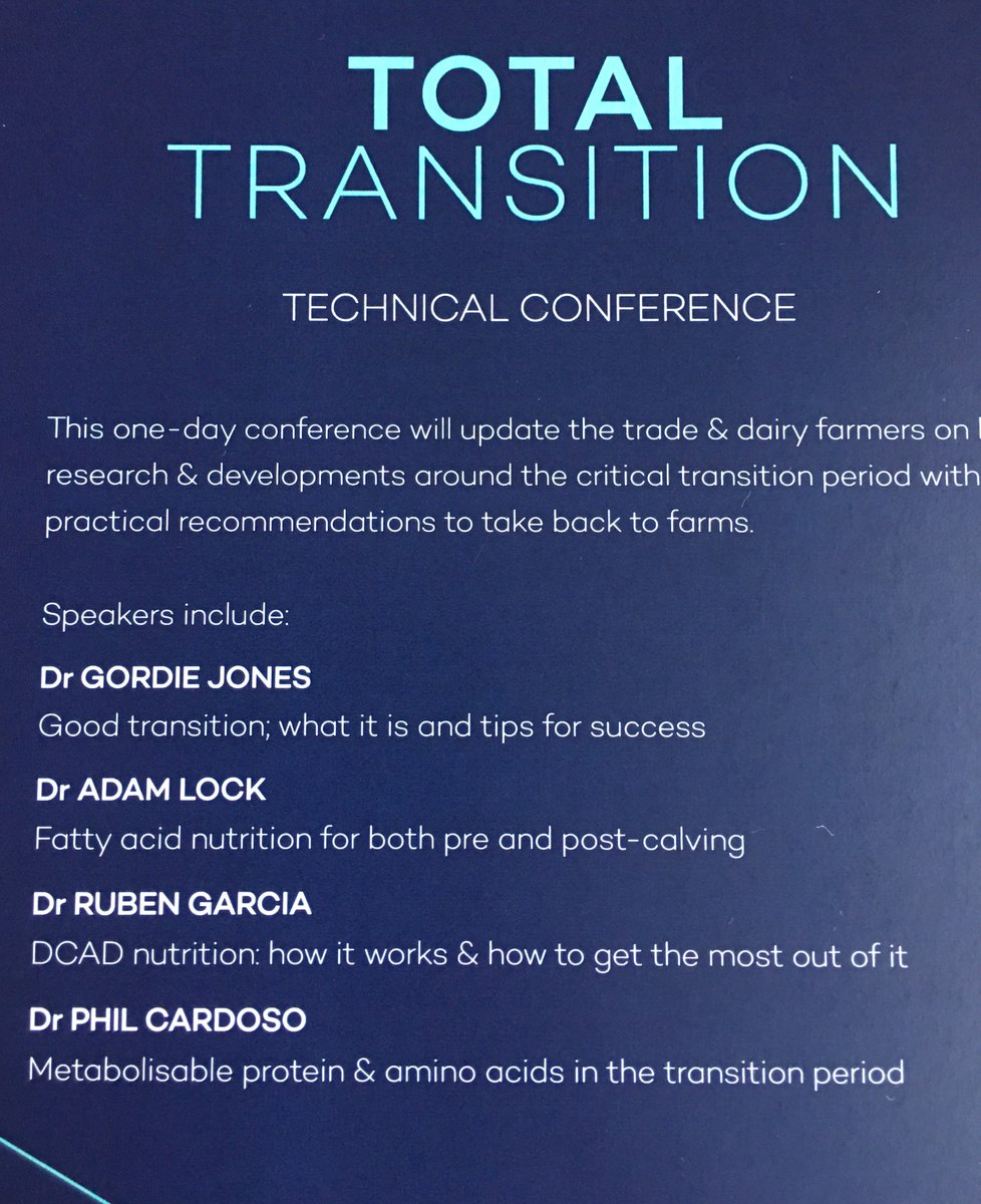 Put the date in your diary. This years <a href="/ruminantpremier/">Premier Ruminant</a> Technical Conference is on 15th November at Manchester Airport Marriott Hotel. The topic is transition period nutrition and management #bettertransition