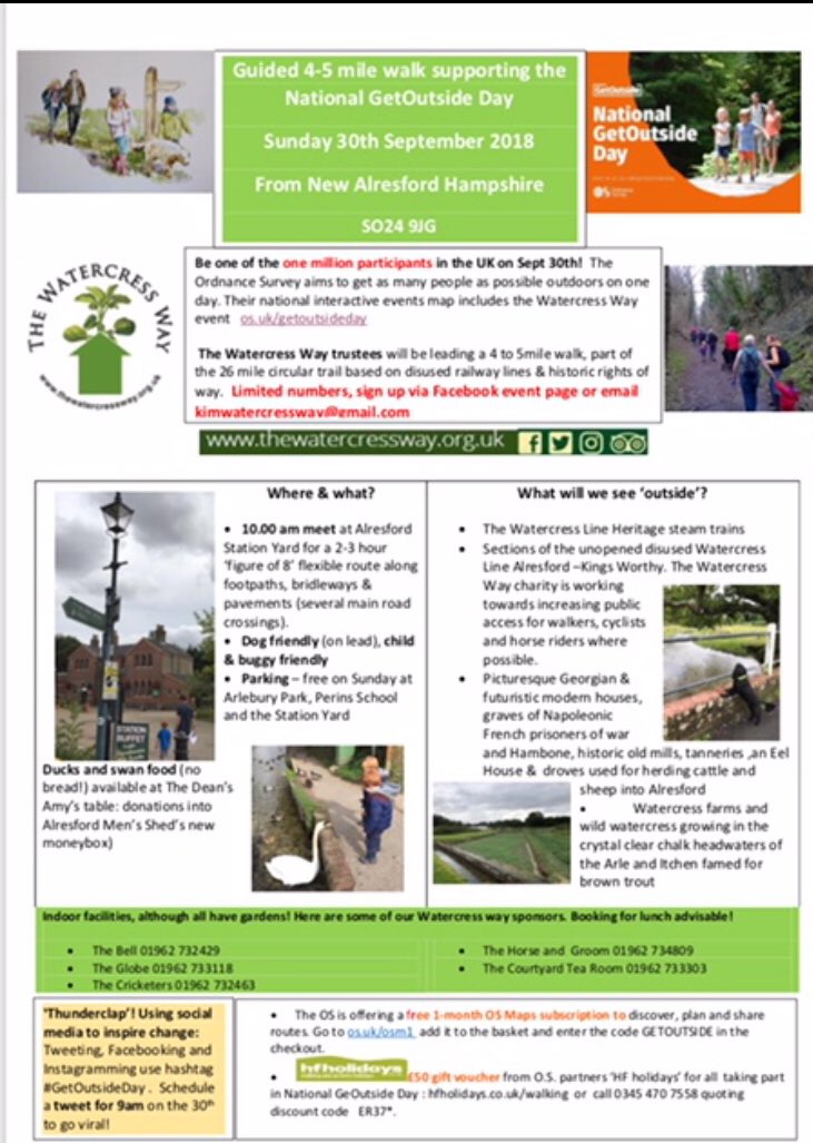 facebook.com/events/1346710…  #GetOutside FREE guided walk this Sunday 29th. Meet Alresford Station.