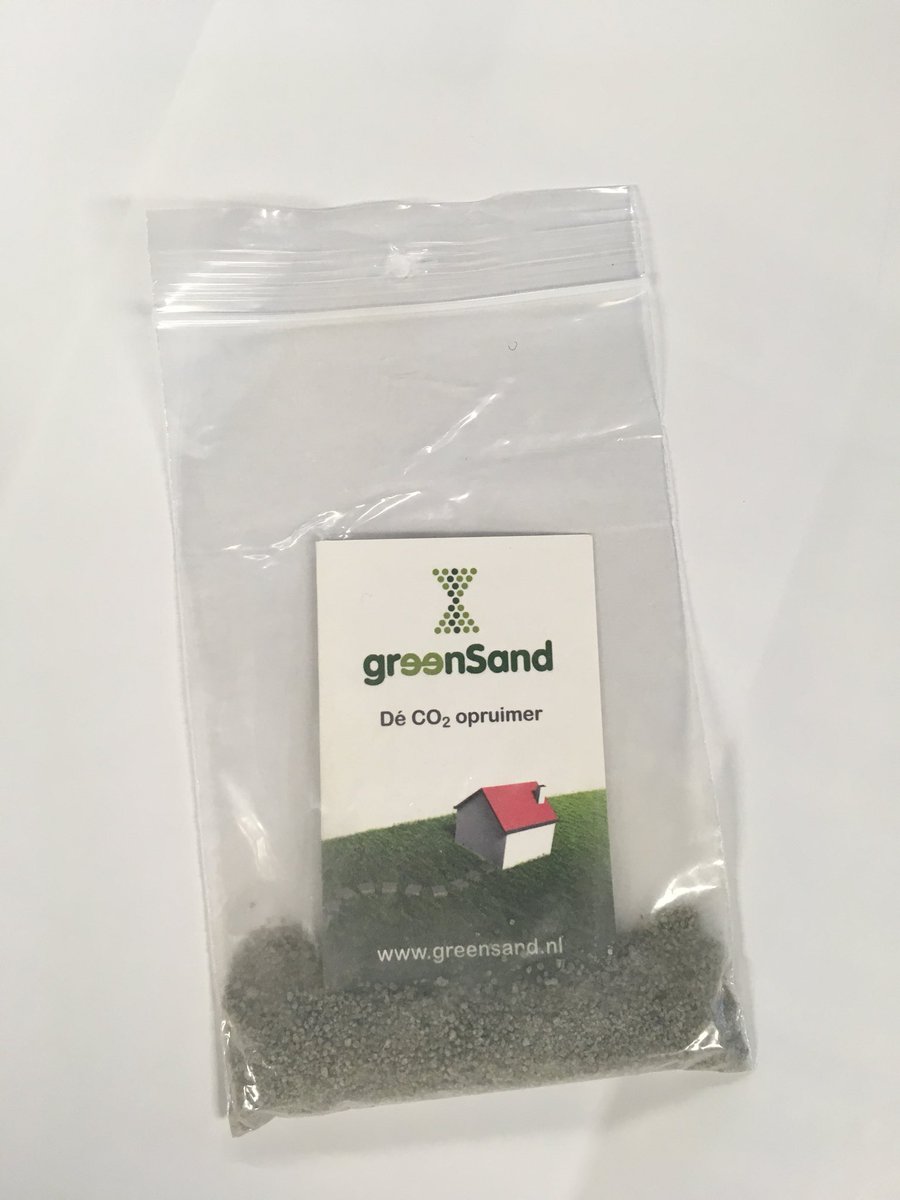 DSSAmsterdam's tweet photo. Lecture Pol Knops from @GreenOlivine about CO2 removal. And a gift from @greenSand CO2 remover. Go #climatecleanup! https://t.co/7bKnkGixVJ