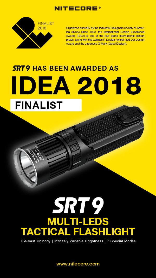 nitecorelight's tweet photo. Thank you IDEA, because we are named the Finalist!! #nitecore #srt9 #flashlight #smartringtactical #finalist #idea2018 #idsa https://t.co/XLmWeJw9LC