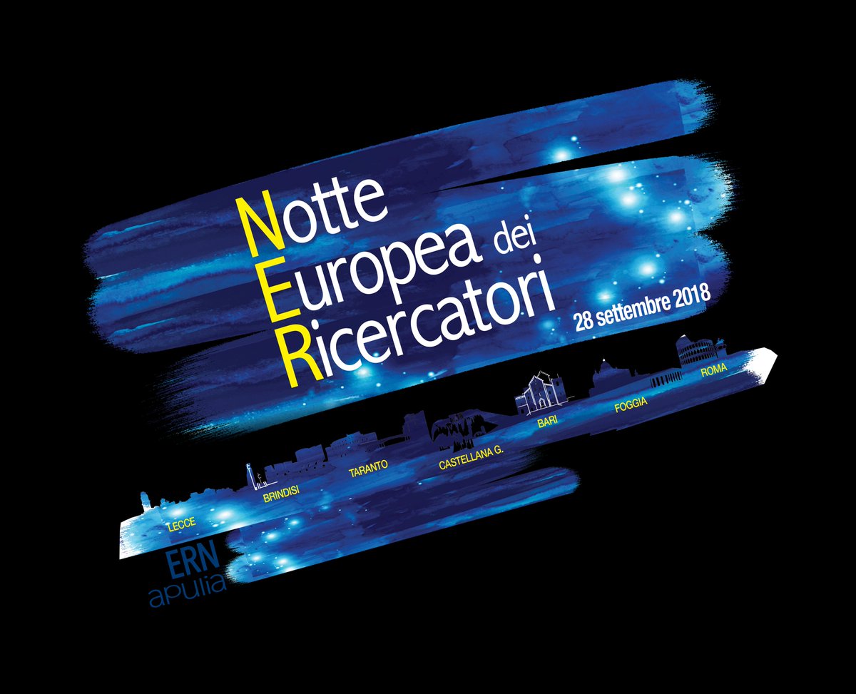 ern_apulia's tweet photo. ci siamo! buona #NotteRicercatori a tutte e tutti!!! #EuropeanResearchersNight @MSCActions @FrascatiScienza @FondazioneNeuro @brightoscana @unisalento @meetme2night @sharpernight @NDR_SOCIETY @UniCalPortale @unibait @unifg @IITalk @StampaCnr @INFN_ @museo_marta @ENEAOfficial https://t.co/mpnir7T0Ek