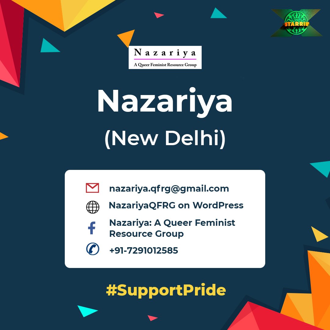 #SupportPride #Section377 might be a thing of the past but the #dailystruggles of the #LGBTQCommunity in India is far from over. In this series we are sharing  details of support groups in different parts of the country. In #Delhi, #Nazariya: A #Queer Feminist Resource Group