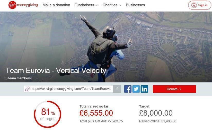 Eurovia_UK's tweet photo. 12 employees from across Eurovia Surfacing & Contracting will be flying 3
miles above Wiltshire tomorrow before taking a leap of faith to help
raise money for @alzheimerssoc #Eurovia #VerticalVelocity #Skydive 🛩️👷♂️👷🏼♀️Donation page: https://t.co/zteGNkDdtg Good luck! https://t.co/jh0j4kejoI