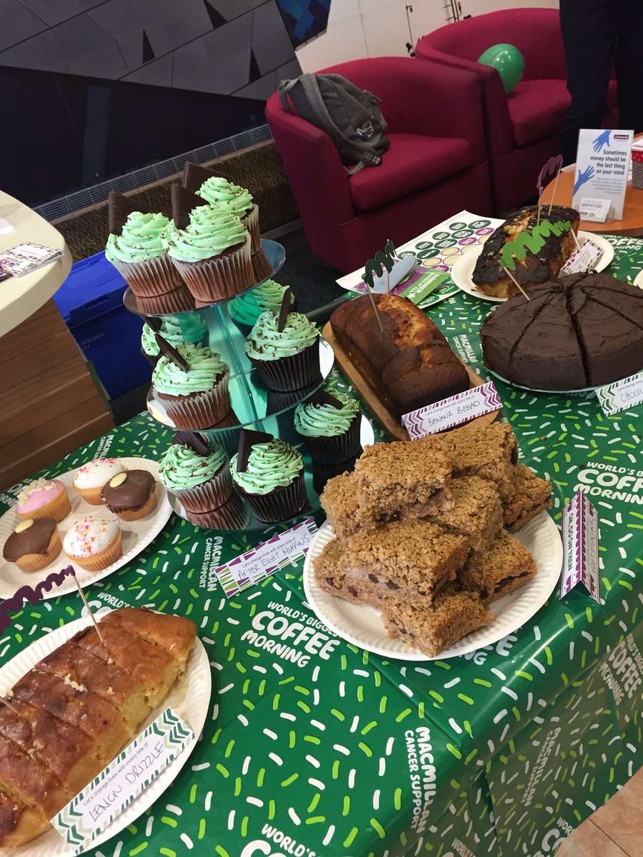 sammyt32's tweet photo. We’re all set up to raise lots for @macmillancancer in #WonderfHULL Lots of homemade treats to try!! @NBSemployees @karendixon2015 @mrshollyleach 🎂🍪💚 https://t.co/Q25K8VCnq6