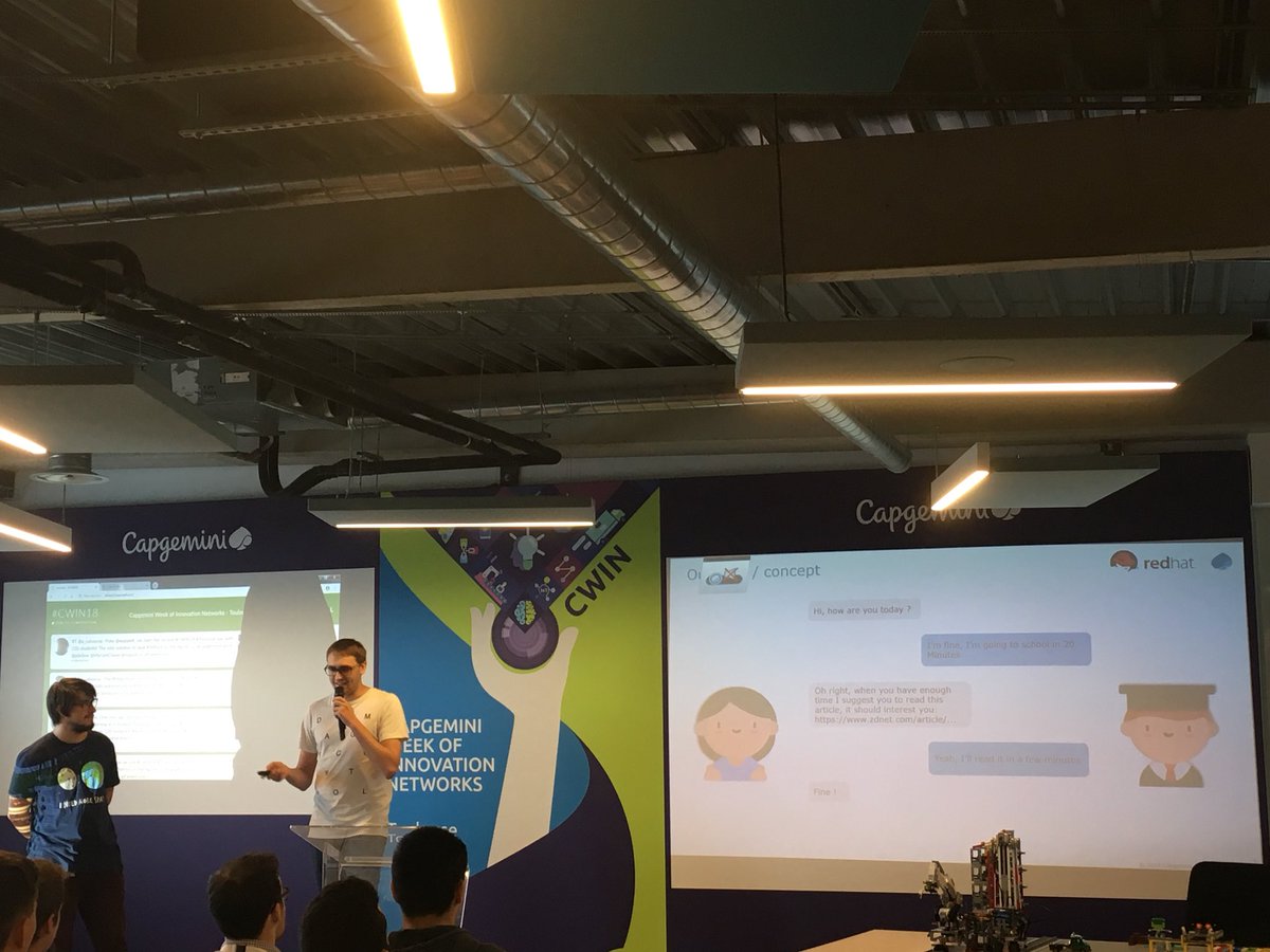 MyriamChave's tweet photo. Let’s introduce A.N.N.A a cool #ai project from @EpitechToulouse done yesterday #CWIN18 #toulouse in partnership with @RedHat_France and presented today to students @capgeminifrance https://t.co/t8AiycTMpH