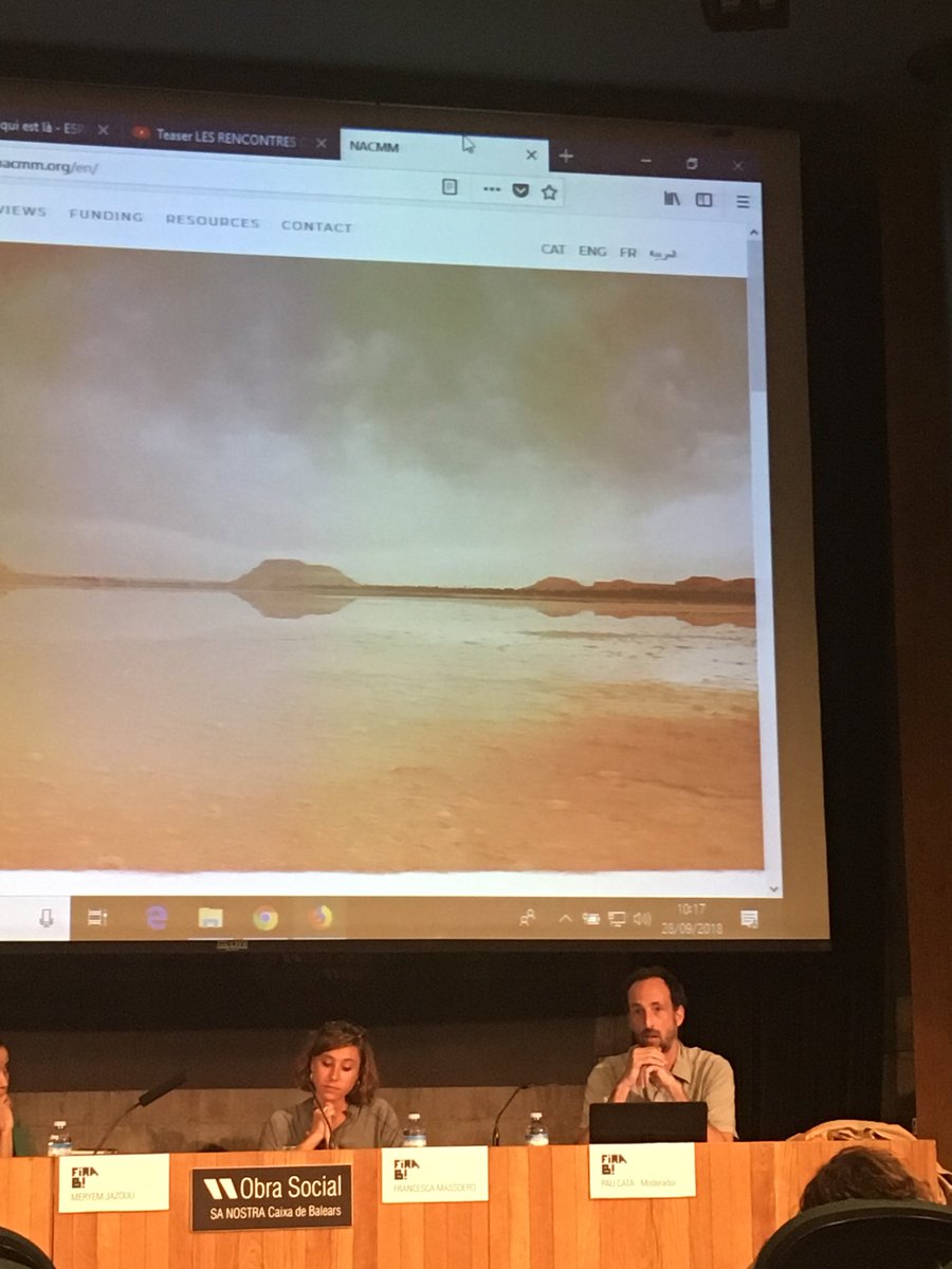 IRLlull's tweet photo. Pau Catà, director de #CeRCCA presenta ‘Performing Mobilities. Mapa de mobilitat cultural del nord d’Àfrica’ als programadors de @FiraB_IEB, acompanyat de 3 responsables de centres de residència artística de Casablanca, Marraquech i Alexandria. #mediterrani https://t.co/PVCwyMcjsj