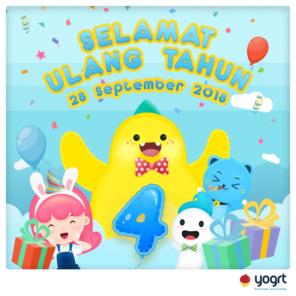 YogrtID's tweet photo. Yeayyyy! Hari ini Yogrt genap berusia 4 tahun lho. 
Apa doa dan harapan Yogrteers untuk Yogrt nih? 😊

#Yogrt
#Yogrtid
#yogrt4tahun
#Yogrtulangtahun https://t.co/rhiLsBtGEj