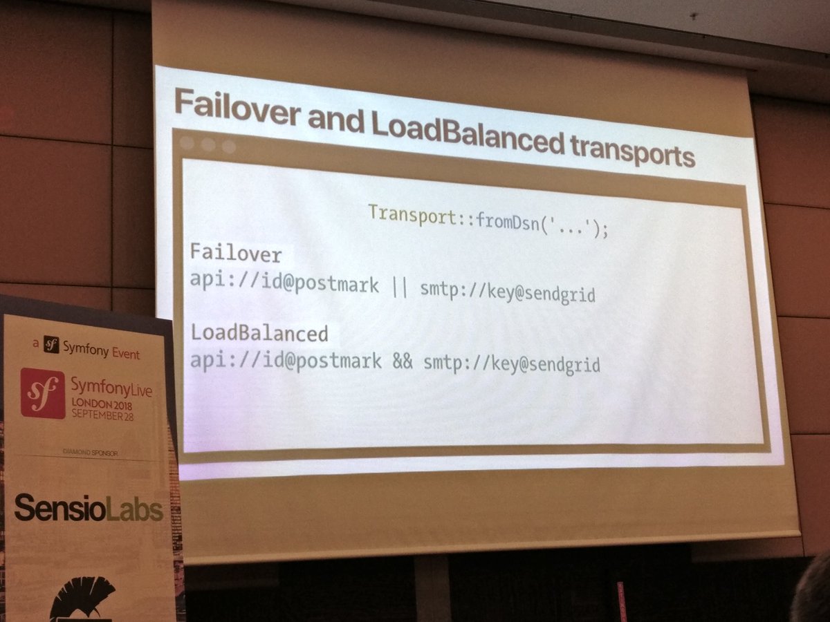 yaffol's tweet image. Looking better #Symfony_Live loadbalanced and failover mail transports - thank you #symfonymailer! Plus it can be serialised easily, I'm happy 😀