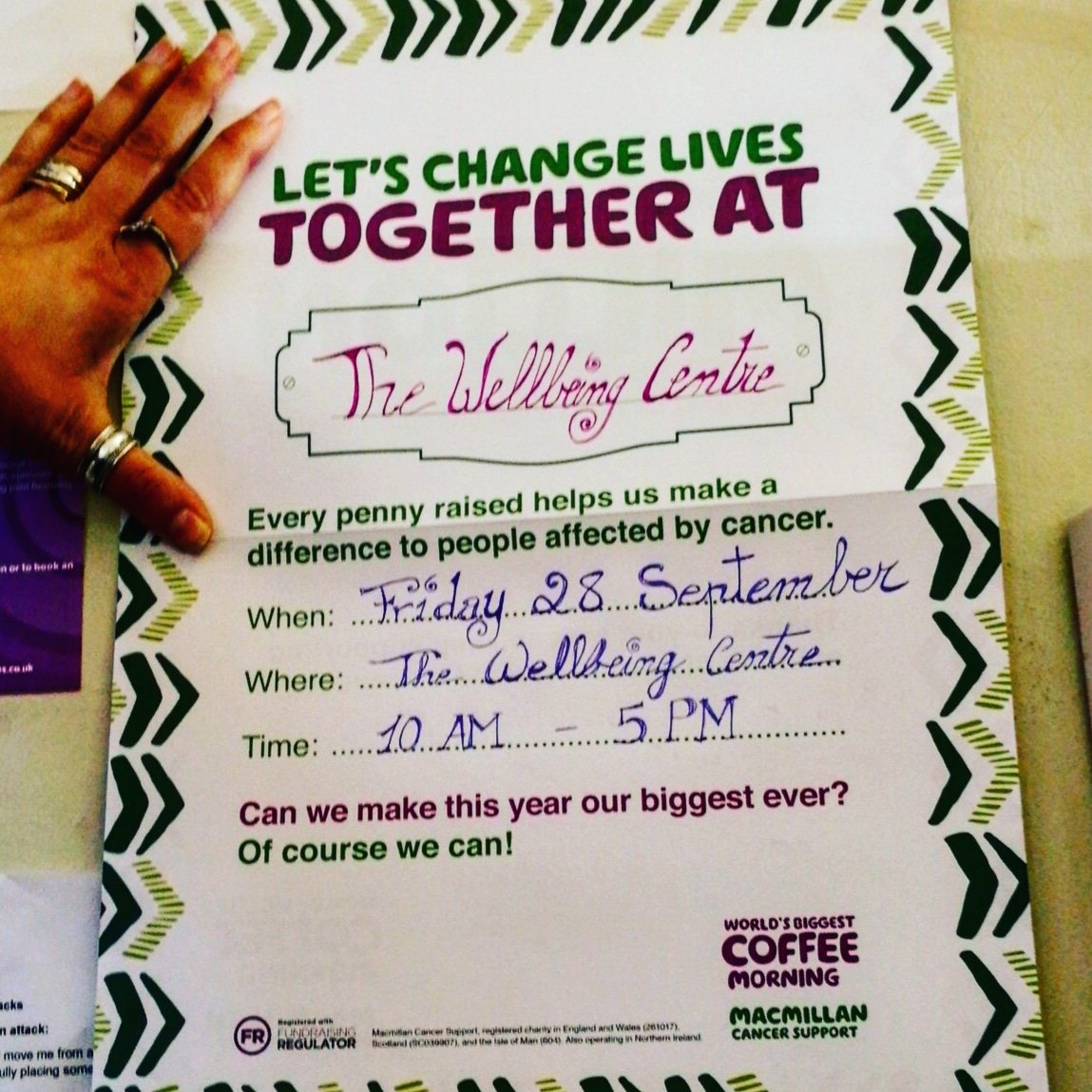 NG_Nagmeldin's tweet photo. #TheWhispererLimited & #TheWellbeingCentre are #fundraising for #macmillancancersupport
#JustForToday #Come to @TheWellbeingCtr on 6 Pound Street to #SupportMacMillan
Have your #CoffeeMorning with us and help us #ChangeLives https://t.co/1V6Ss3t3nx