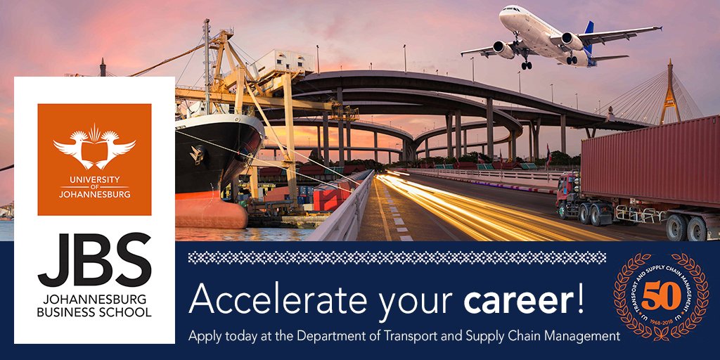 UJTSCM's tweet photo. Prepare to become a leader in the dynamic and rapidly changing sector of transportation and logistics management. 2019 applications now open, apply here today! https://t.co/cFbGCp8KGJ! Accelerate your career.

#StudyAtUJ #UJ #JBS #UJTSCM https://t.co/0ejRxf4c8b