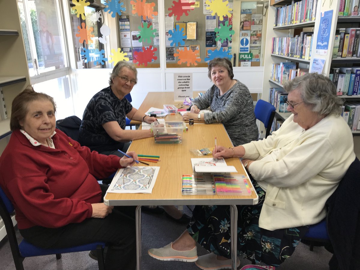 WSCCLibraries's tweet photo. Drop into your local library for some therapeutic colouring and company at one of our regular Relax with Colouring sessions https://t.co/7Hkezl2sKa. As our #BillingshurstLibrary group have found – it’s not just our books that are good for your wellbeing! #WhyILoveMyLibrary https://t.co/a2OEaY53Eq