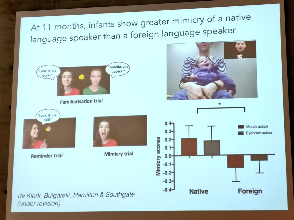 estSchott's tweet photo. @vhsouthgate : 11month-olds imitate native speakers more than foreign language speakers. #CTBConference I wonder whether this is affected by hearing one or more languages at home? https://t.co/L7DlcXEOOm