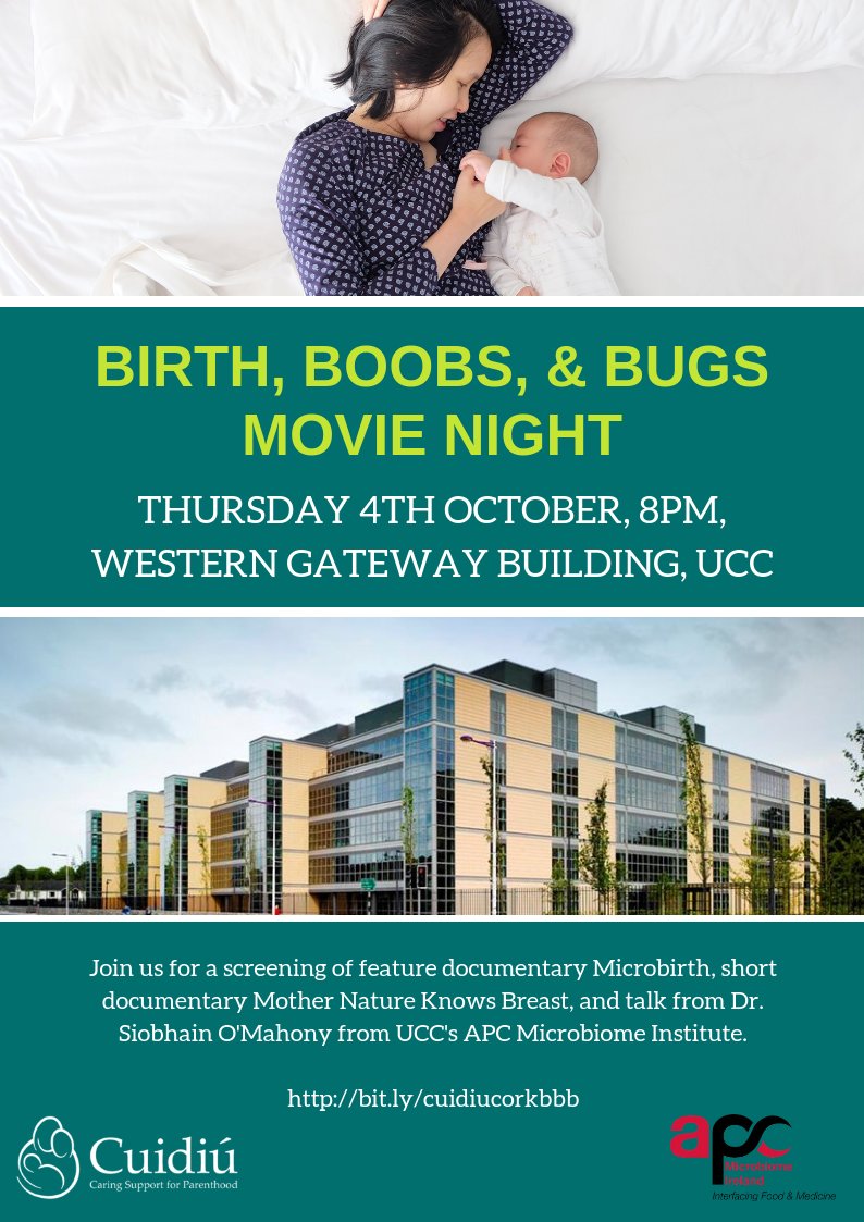 Pharmabiotic's tweet photo. For #movie buffs interested in #microbiome,#birth and  #breastfeeding  - the wonderful #Microbirth film from @oneworldbirth followed by a short film &amp; Q+A with @somahony1 @UCC @scienceirel #Cuidiu #MicrobiomeIreland #BelieveinScience https://t.co/JjbNDHOmMR https://t.co/TcRgizFZye