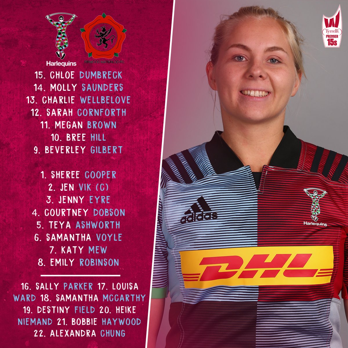 HarlequinsWomen's tweet photo. 📋 Here is how Harlequins Ladies' Development XV line up for tomorrow's match against Firwood Waterloo (kick-off 16:30) #COYQ https://t.co/tOXs79Cw2C