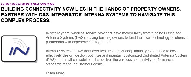 IntennaSystems's tweet photo. Building Connectivity Now Lies in the Hands of Property Owners. Please Visit our Website to Learn More about Partnering with Intenna Systems for all your DAS needs! https://t.co/2beWjFjsoT #DAS #integrator #inbuildingwireless #wireless #coverage #cellular #cellularcoverage https://t.co/QXaW9VFPI8