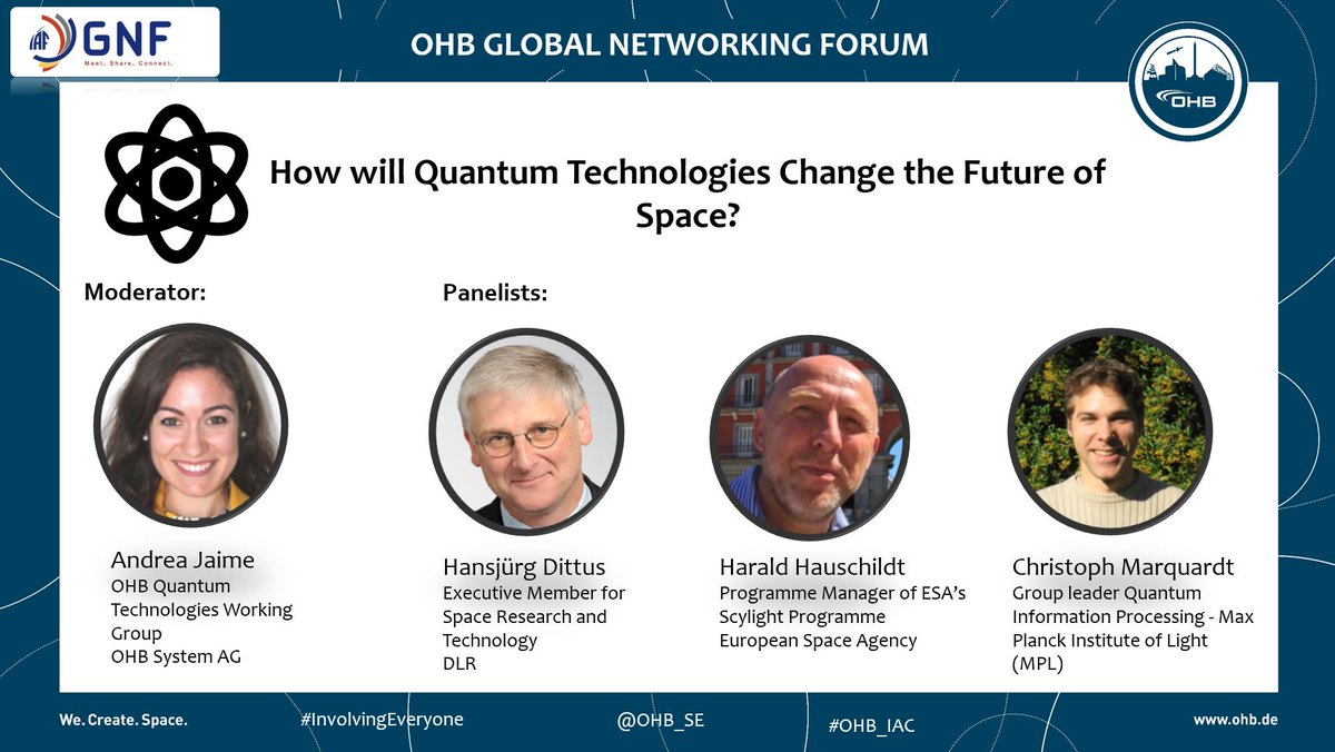 OHB_SE's tweet photo. SAVE THE DATE: Thursday 4th October, 14:20-15:20 @ DLR Hall -- #IAC2018 #GNF2018 -->
How will #Quantum Technologies change the #future of #space?, with experts from, @DLR_en, @MPI_Light and @esa, and moderated by our colleague @JaimeAndrea
#OHBgoesIAC https://t.co/LkHzVR7che