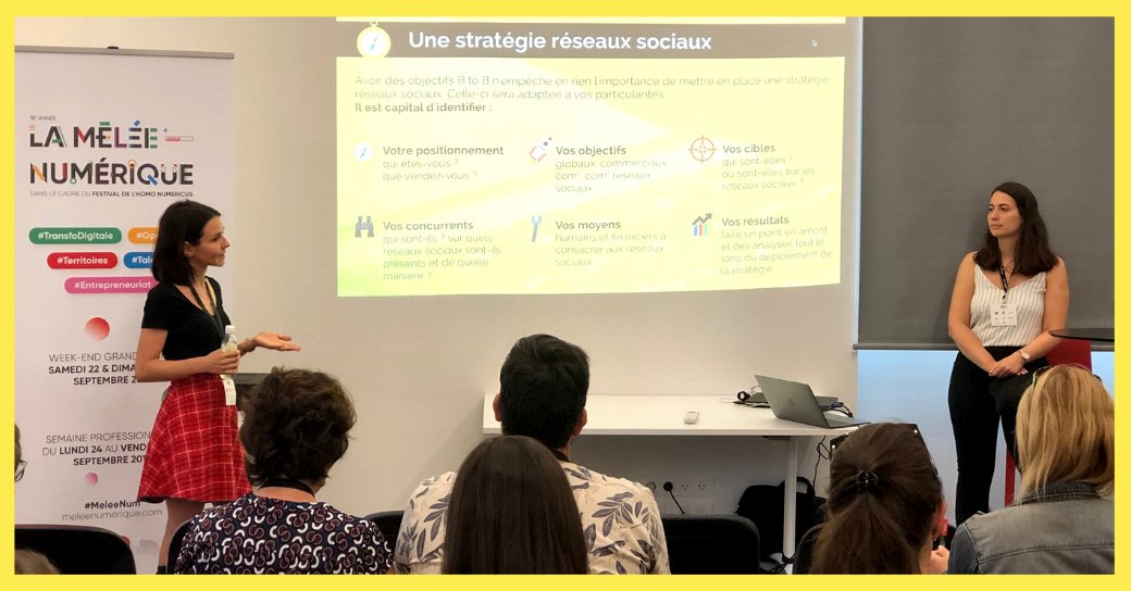 MarieVille's tweet photo. Merci @fractaleblog @atchik pour ce retour sur notre atelier "Social Media B to B" co-animé avec @emmazhn @Agence636. 

➡️ https://t.co/rBSN9WzMyo

#MeleeNum https://t.co/MBsVZS6aIX