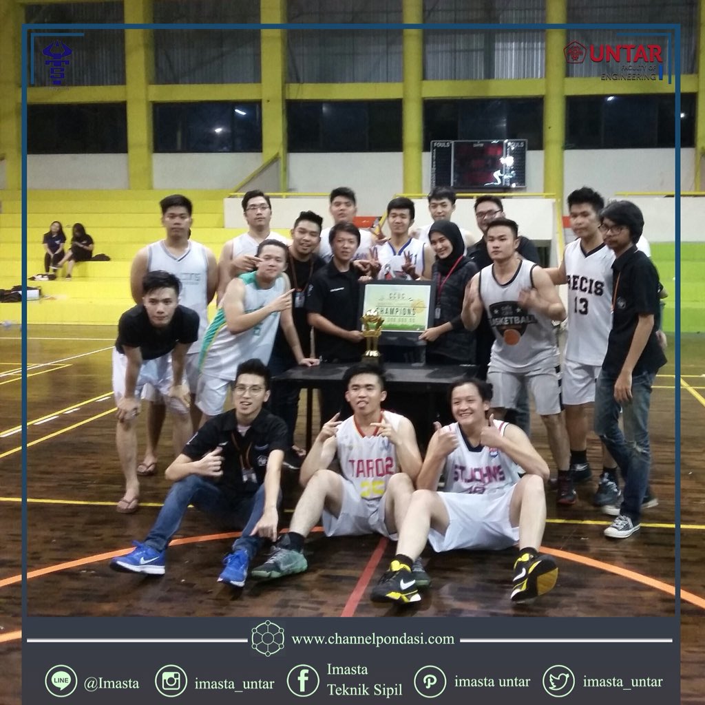 IMASTA_UNTAR's tweet photo. Kami segenap Ikatan Mahasiswa Sipil Tarumanagara mengucapkan selamat kepada mahasiswa sipil yang meraih juara 1 di pertandingan Basket COARSE-CCUC CUP Universitas Indonesia Selamat kepada para pemenang, semoga bisa tetap berprestasi dan mengharumkan nama Universitas Tarumanagara! https://t.co/jNUulA9Vng