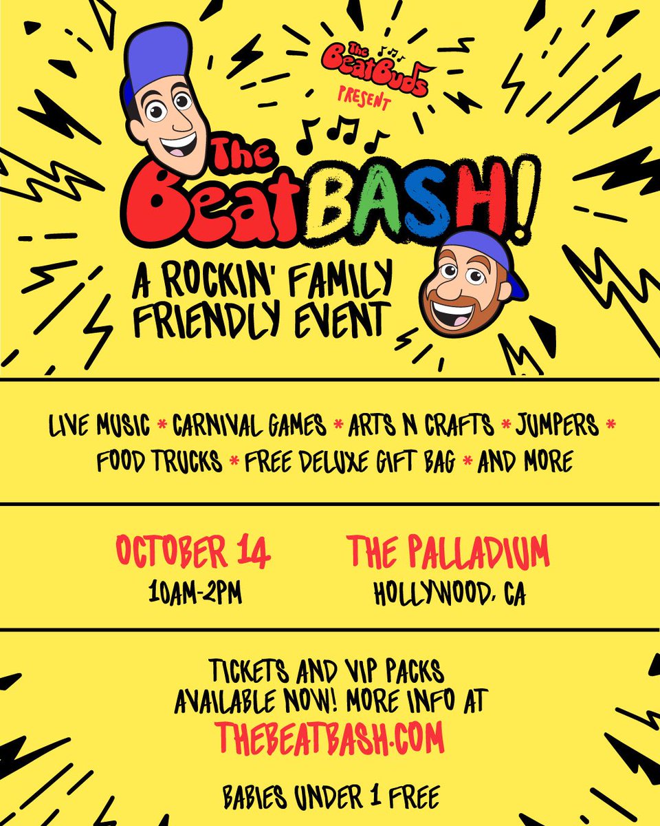 TheBeatBuds's tweet photo. Our New Album, “Vol. 3” drops in two short weeks. Be the FIRST to hear it - AT #THEBEATBASH! Join us for this amazing day of music and fun for the whole family at The Palladium in Hollywood! See you there! #TheBeatBuds #KidsMusic #LosAngeles https://t.co/aUoMFrSF3p