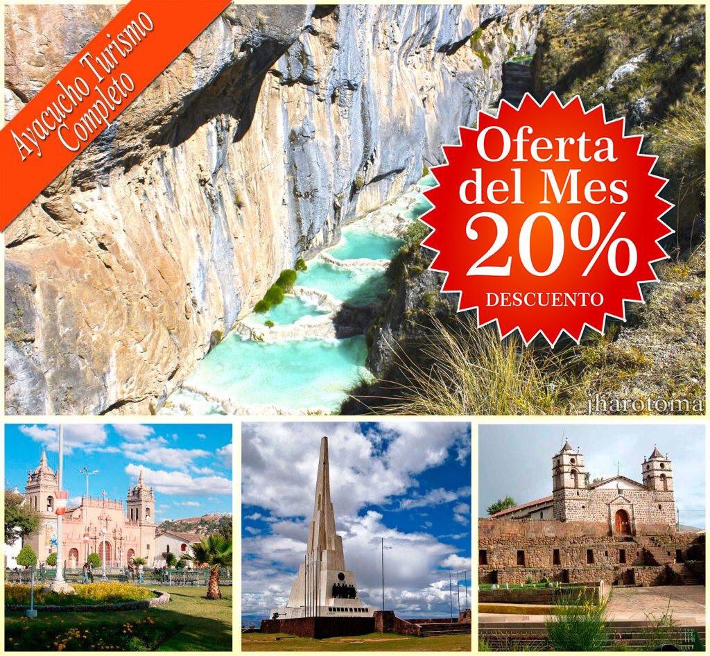 Oferta!!! Paga desde S/460 para conocer Ayacucho 5D/4N. 
Separa tu cupos +51951793895
#CityTours #millpu #AguasTurquesas #Vilcashuaman #Intihuatana #PuyasRaymondi #Wari #Quinua #Ayacucho 
Más inf. goo.gl/2zPPTx