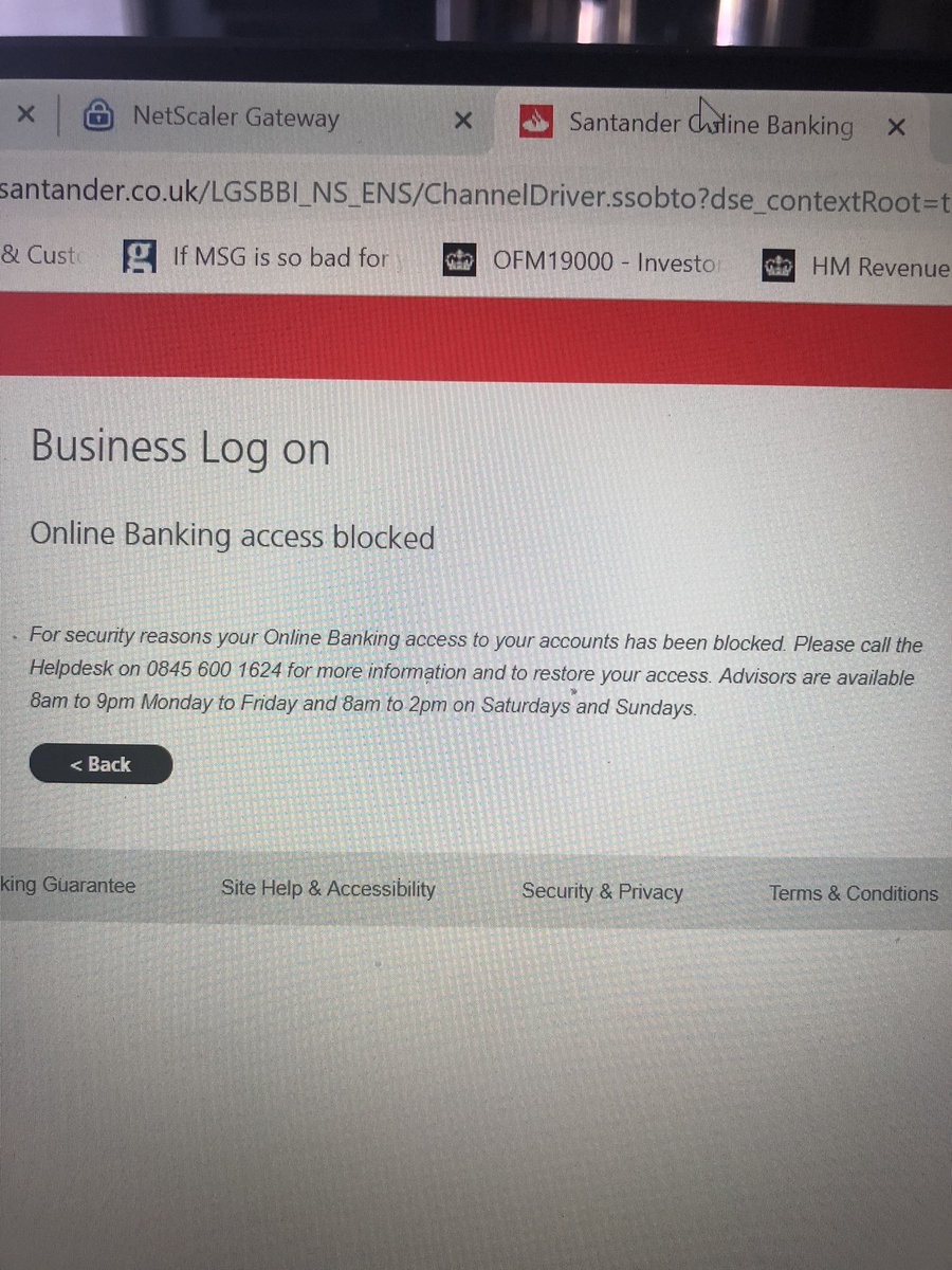 Santander Bank Account Blocked