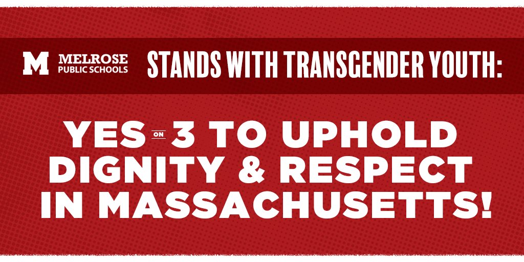 Freedom_Mass's tweet photo. Last night—just two weeks after the #Melrose Board of Aldermen voted to endorse #YesOn3—the Melrose School Board is now the latest to endorse our campaign to defend #transgender protections at the ballot. Thank you for standing up for #trans students across MA! #MAPoli https://t.co/ZPRcWNfQN3