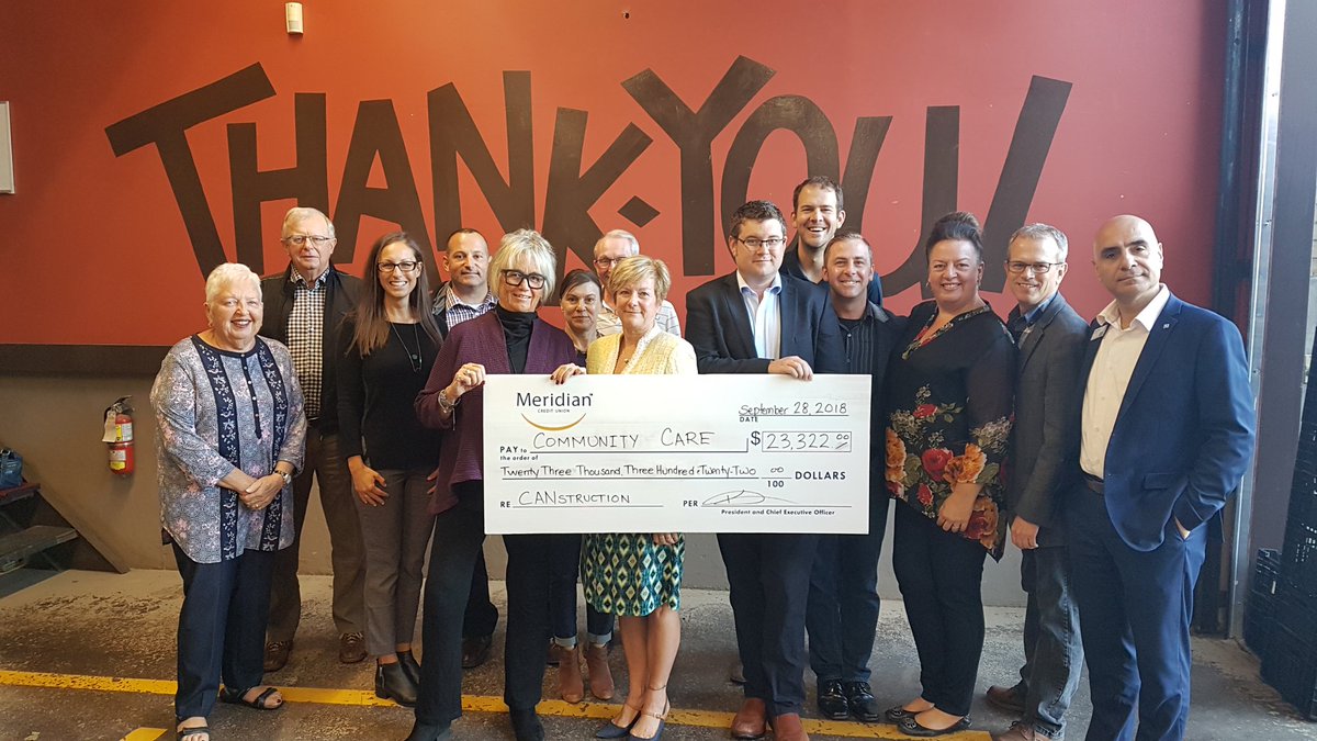 MCUBradSharp's tweet photo. Another amazing year for @MeridianCU #canstructions! We delivered a chq to @communitycarest today for $23,322!!! Thanks to all employees and Members for participating and supporting this great organization https://t.co/JOxrzzar9n