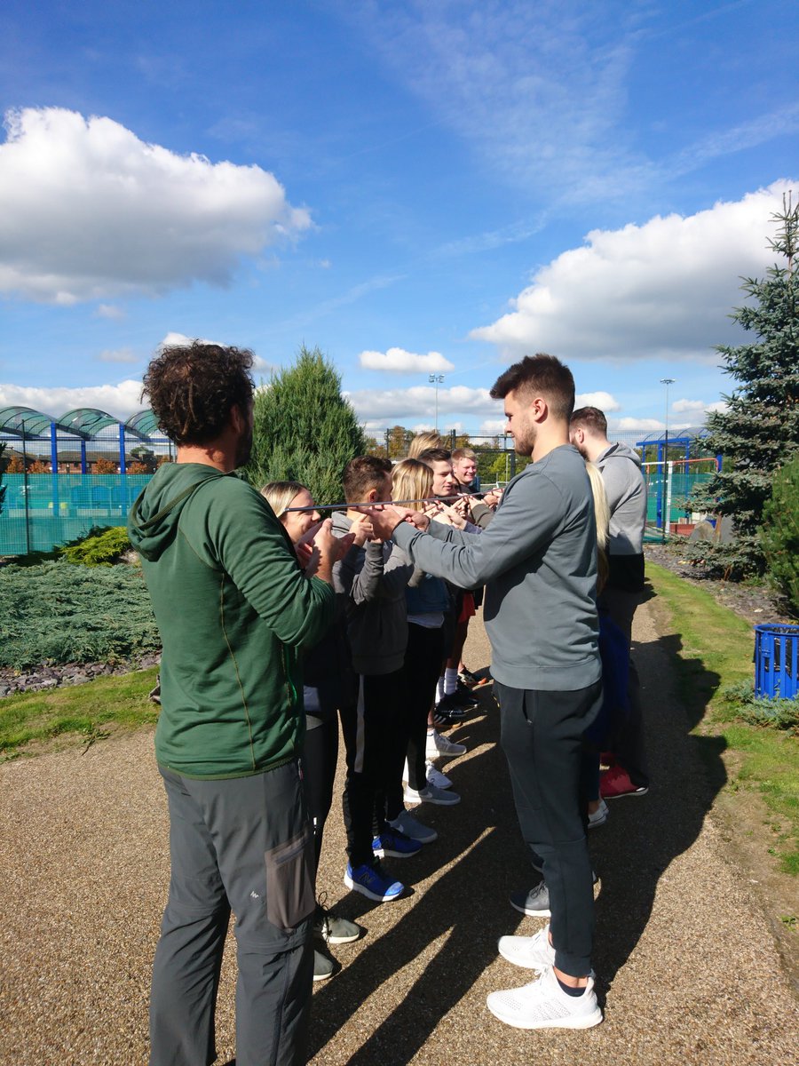 Lizzmahon's tweet photo. Great end to #WGUWelcomeWeek2018 with team building challenges for our sport students. Big thanks to Planetree Adventure 👌#myWGU @GlyndwrUni @WGUsport4change https://t.co/Jqb6FWLYzg