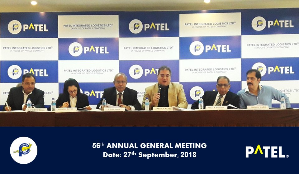 Patel Integrated Logistics Ltd. on Twitter: &quot;56th Annual General Meeting  was held on 27th September, 2018 in Mumbai. #Shareholders  #AnnualGeneralMeeting #PatelIntegratedLogistics #AreefPatel #Mumbai #India  #LogisticsInIndia ...